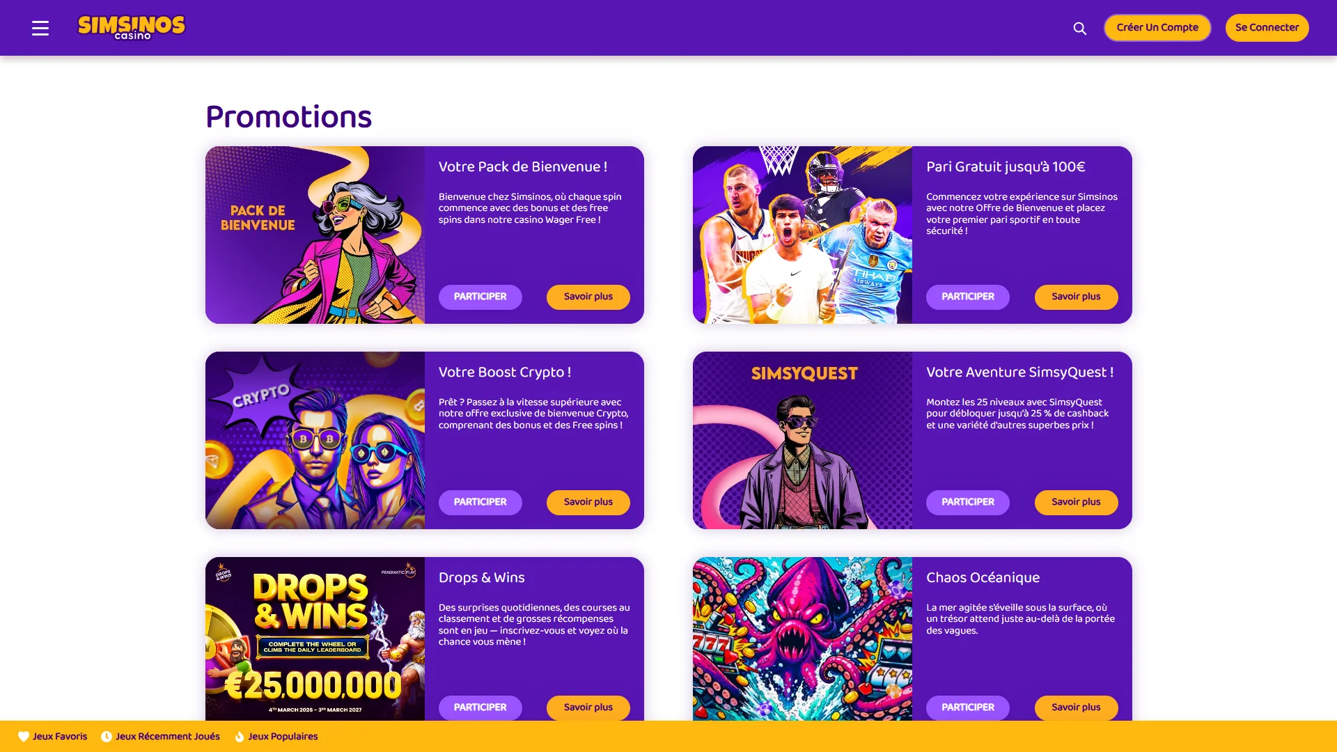 Simsinos Casino bonus